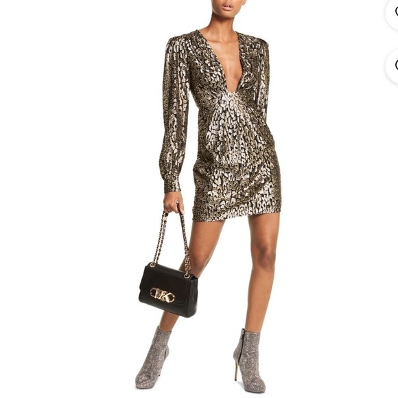 MICHAEL Michael Kors Dresses & Skirts - MICHAEL MICHAEL KORS Metallic Leopard Clip Jacquard Dress
